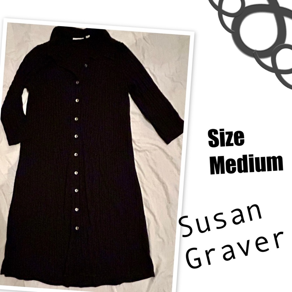 Susan Graver Black Long Sleeve Dress